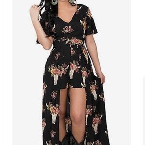 Steer print maxi romper